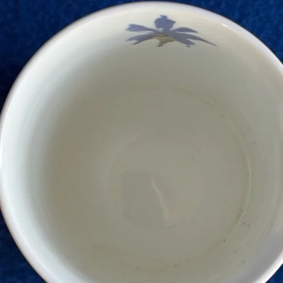 Ashen Blue Iris Floral Tea Mug with Lid & Strainer Rare Find. - Picture 12 of 13